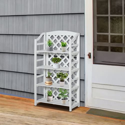 etagere a fleurs pliable 4 etageres reglables en bois de sapin blanc maisons du monde