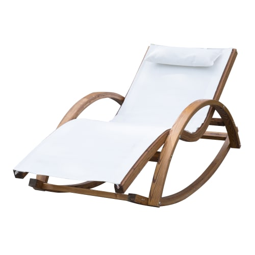 Chaise longue à bascule bois blanc
