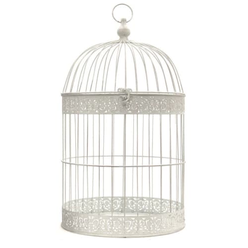 Déco Boîtes | Cage oiseaux décorative fer ronde blanc - QJ76257