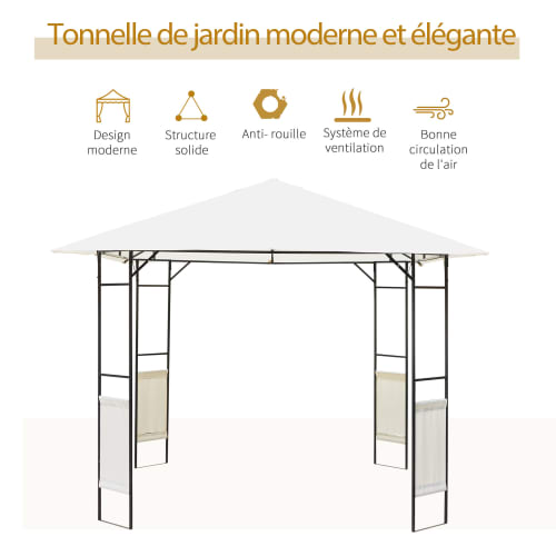 Jardin Pergolas et tonnelles | Tonnelle barnum pavillon de jardin métal époxy polyester crème - AG08779