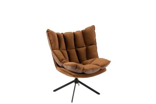 Canapés et fauteuils Fauteuils | Fauteuil de relaxation en tissu/simili et piétement métal noir - PJ61067
