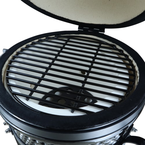 sweeek - Barbecue charbon de bois ⌀57cm Georges noir, récupérateur de  cendres, grille chromée, fumoir
