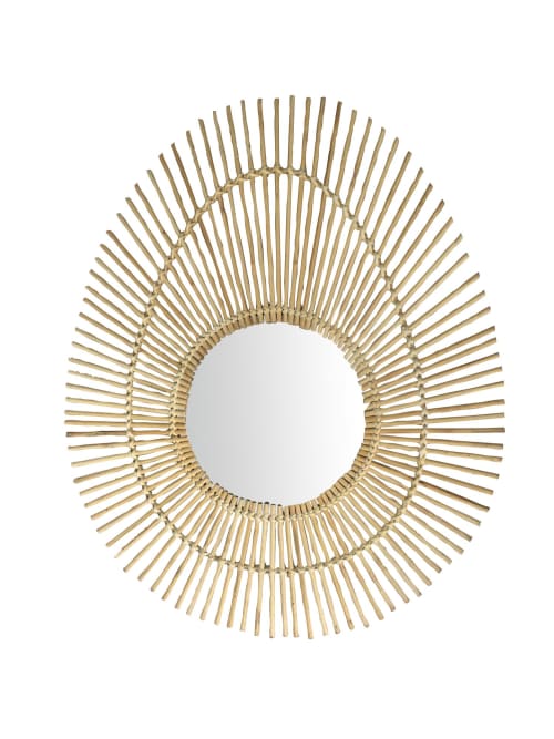 Déco Miroirs | Miroir ovale en bambou 60x48 - JM04233