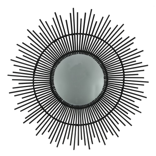 Déco Miroirs | Miroir en bambou noir D61cm - BJ37880
