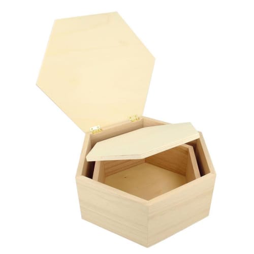 Boîte en bois hexagonale - Lot de 2