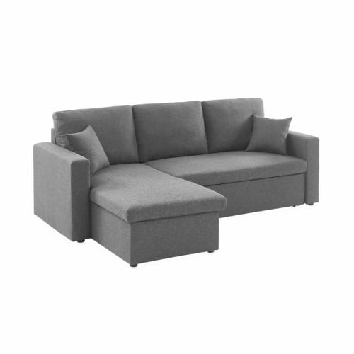 Canapés et fauteuils Canapés convertibles | Canapé d'angle convertible  3 places en tissu gris chiné foncé - OZ20653