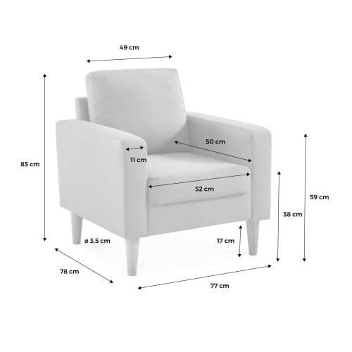 Canapés et fauteuils Fauteuils | Fauteuil en tissu gris clair - OZ63107