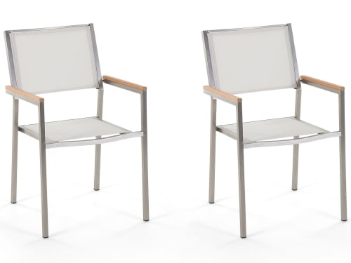 Jardin Chaises de jardin | Lot de 2 chaises blanches en acier - VE94784