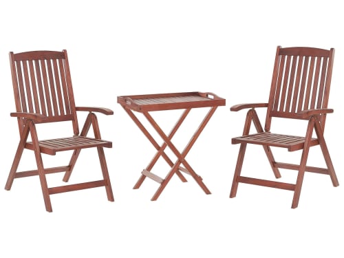 Jardin Ensemble table et chaises de jardin | Set de terrasse table et 2 chaises en bois foncé - UD76544