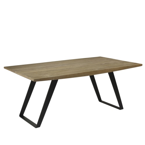 Meubles Tables à manger | Table plateau chêne pied métal - PG88042