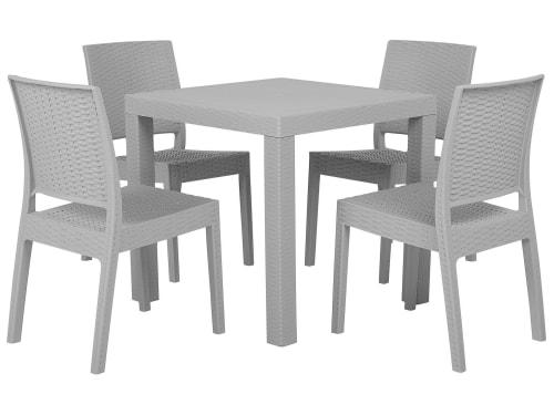 Jardin Ensemble table et chaises de jardin | Ensemble de jardin 4 places gris clair - TH43131