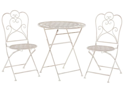 Jardin Ensemble table et chaises de jardin | Ensemble de terrasse bistrot table et 2 chaises beiges - BW64890