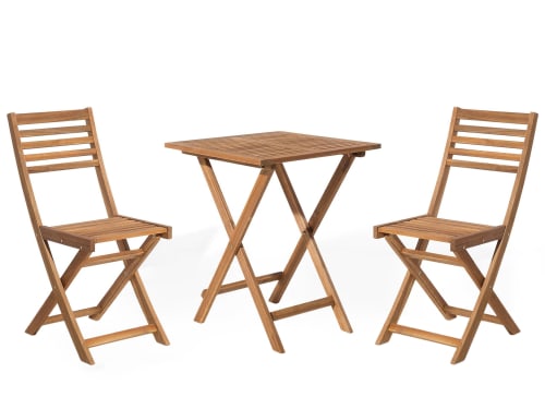 Jardin Ensemble table et chaises de jardin | Table et 2 chaises de jardin en bois - GM06633