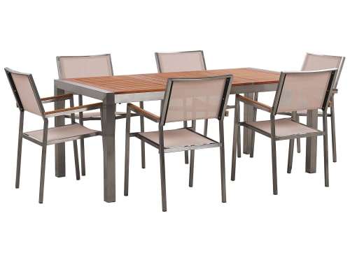 Jardin Ensemble table et chaises de jardin | Table de jardin plateau bois - DV68340