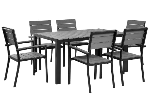 Jardin Ensemble table et chaises de jardin | Table de jardin grise et 6 chaises en aluminium - AF27045