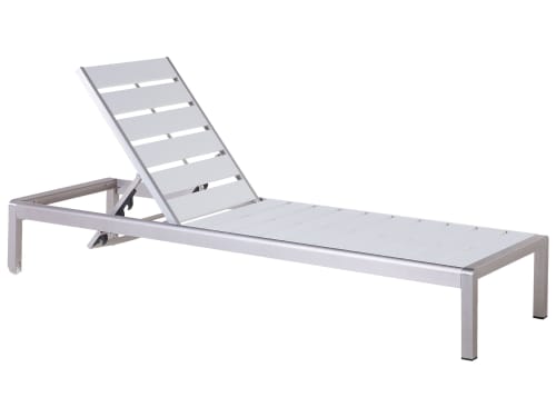 Jardin Bains de soleil et chaises longues | Transat de jardin en aluminium et bois composite blanc - EE74836