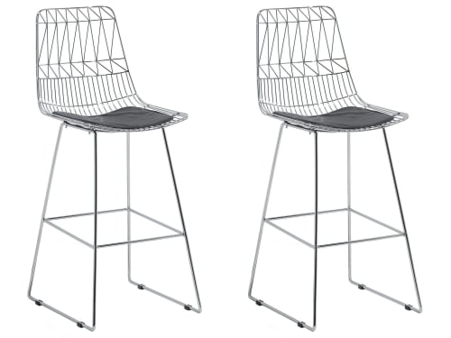 Meubles Chaises et tabourets de bar | Lot de 2 chaises argentées - VT01566
