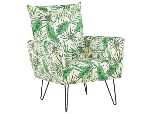 Canapés et fauteuils Fauteuils | Fauteuil en tissu à motif feuilles vert et blanc - YJ19799