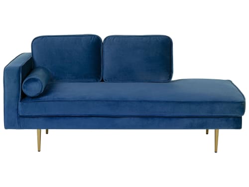 Canapés et fauteuils Méridiennes | Méridienne en velours bleu marine côté gauche - TQ51684