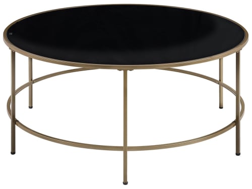 Meubles Tables basses | Table basse dorée et plateau noir - NP99487