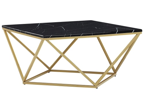 Meubles Tables basses | Table basse effet marbre noir avec pieds dorés - FN88788