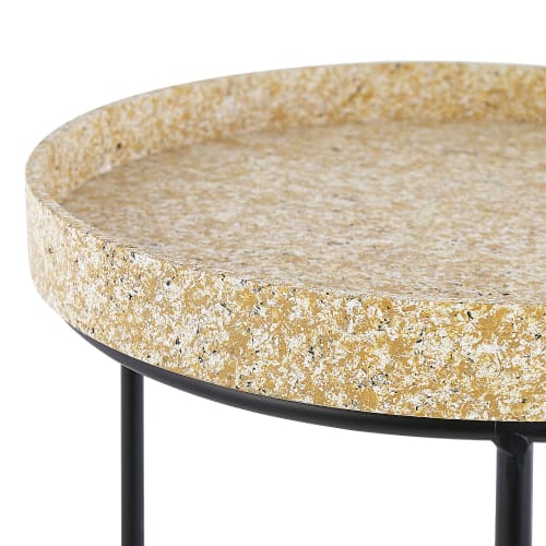 Meubles Tables basses | Lot de 3 tables basses effet granite gris/blanc/jaune - YJ40200