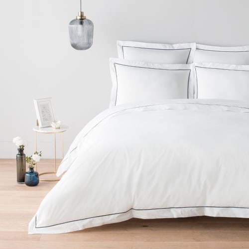 Housse De Couette Percale Coton Peigne 160 Fils 200 X 200 Florence Maisons Du Monde