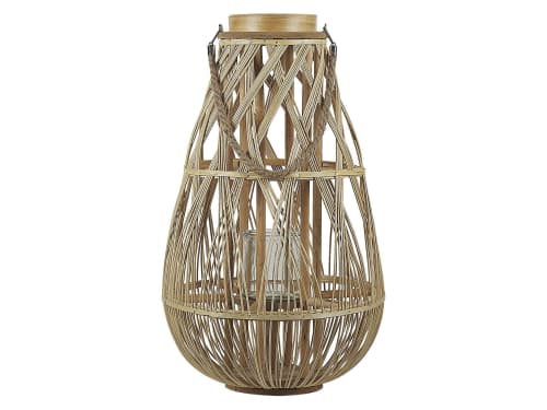 Déco Lanternes | Lanterne en bois clair 56 cm - KJ83927