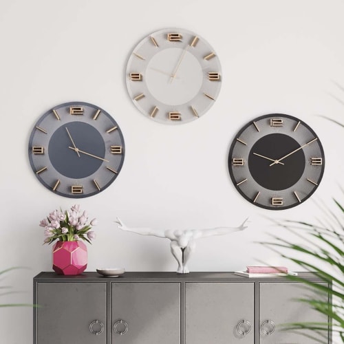 Déco Horloges murales et horloges à poser | Horloge grise et dorée D49 - DN27231