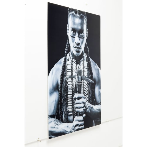 Déco Toiles et tableaux | Tableau guerrier tribal en verre 100x150 - RL49347