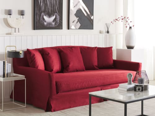 Funda de sofá 3 plazas de terciopelo rojo GILJA GILJA BEZUG | Maisons du  Monde