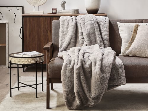 Couverture en polyester gris 200x150cm | Maisons du Monde