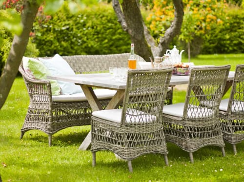 Jardin Canapés et banquettes de jardin | Canapé 3 places en aluminium et fibre synthétique taupe - GJ52568