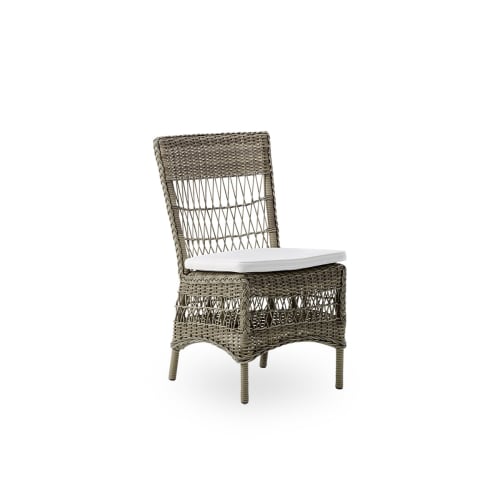 Jardin Chaises de jardin | Chaise repas en aluminium et fibre synthétique taupe et coussin blanc - PB82718