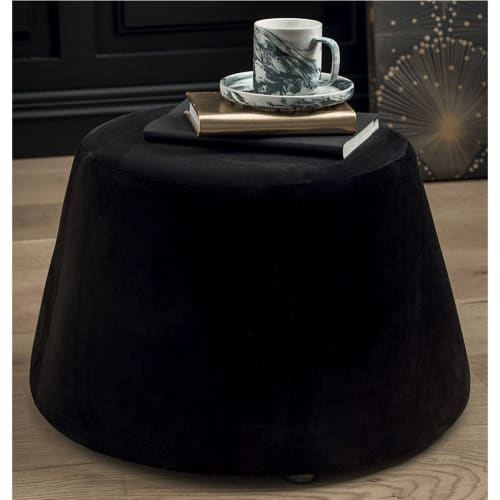 Canapés et fauteuils Poufs | Pouf recouvert de velours noir 31,5x34x46,5cm - PI82511