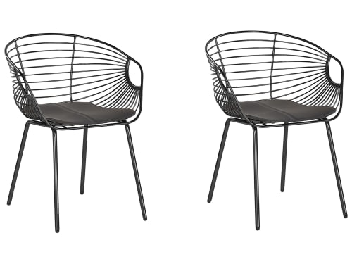Meubles Chaises | Lot de 2 chaises en métal noir - GO44187