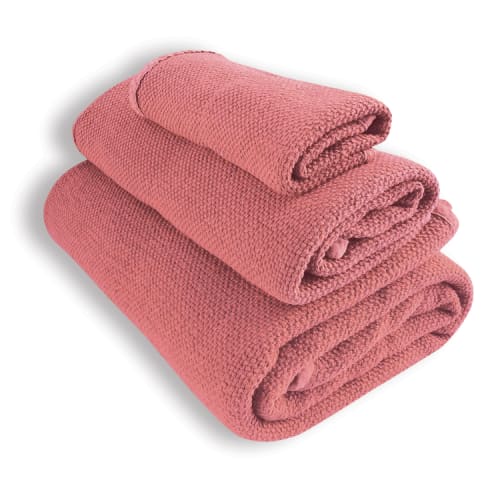 Serviette de bain coton lavé rose terracotta 90X160 | Maisons du Monde