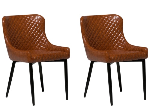 Meubles Chaises | Lot de 2 chaises en simili-cuir marron - GS40044