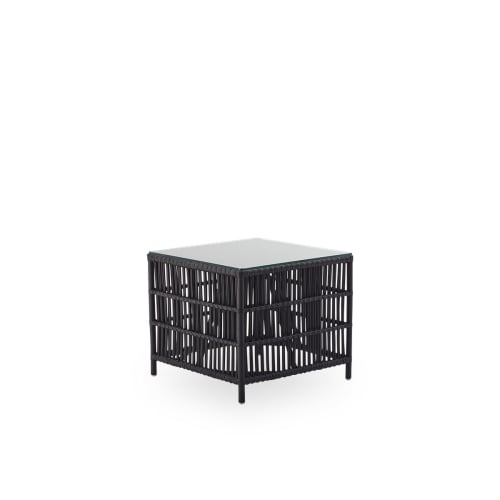 Meubles Tables basses | Tables basse carrée en rotin noir mat - ZD25839