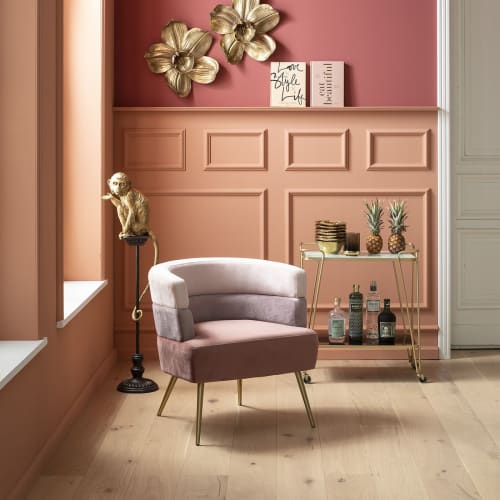 Canapés et fauteuils Fauteuils | Fauteuil en velours rose et acier doré - DR35832