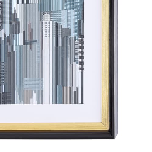 Déco Toiles et tableaux | Tableau décoratif bleu et gris motif ville 30 x 40 cm - NY32177