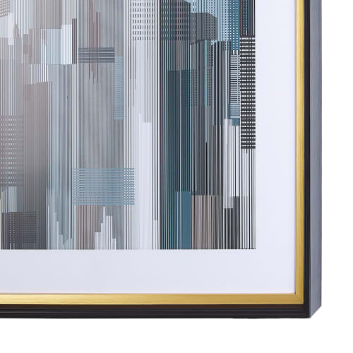 Déco Toiles et tableaux | Tableau décoratif bleu et gris motif ville 60 x 80 cm - ZU03580