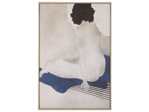 Déco Toiles et tableaux | Toile imprimée noire et grise femme avec cadre 63 x 93 cm - ZT29275