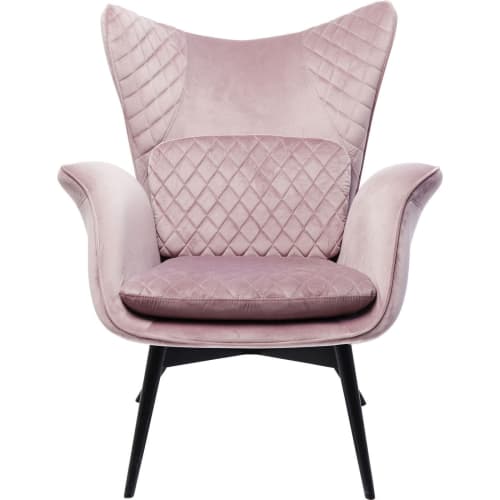 Canapés et fauteuils Fauteuils | Fauteuil en velours rose et hêtre laqué - ZO65907