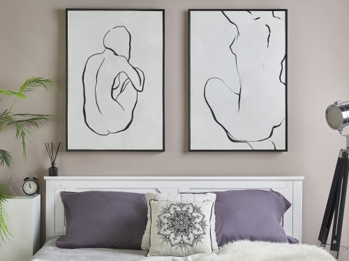 Déco Toiles et tableaux | Toile imprimée noire et blanche femme avec cadre 63 x 93 cm - NA58283