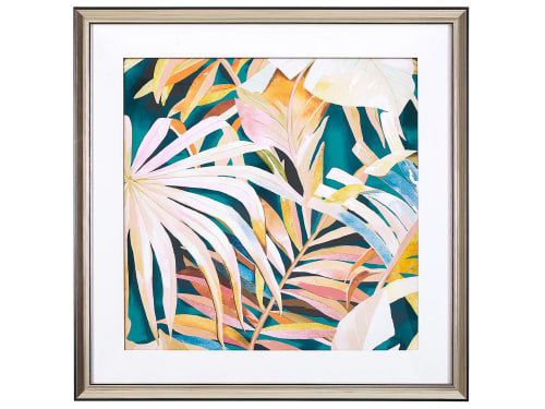 Déco Toiles et tableaux | Tableau décoratif multicolore motif feuilles 60 x 60 cm - QC25635