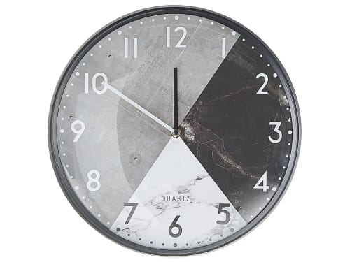 Déco Horloges murales et horloges à poser | Horloge murale effet marbre gris et noir ø 33 cm - PM05185