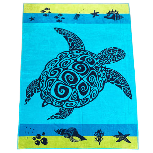 Serviette De Plage Eponge Velours Bleu Warwick 140 X 200 Maisons Du Monde