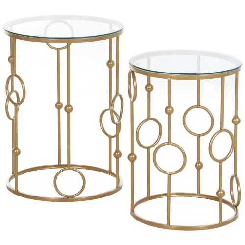 Meubles Tables basses | Tables gigognes lot de 2 tables basses style art déco doré verre - PA87119