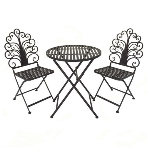 Jardin Ensemble table et chaises de jardin | Ensemble salon de jardin fer pliable marron - FG58650
